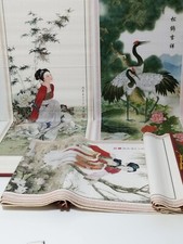 SET 8 STAMPE DECORAZIONE ORIENTALE ASIATICA PER LA CASA VINTAGE ANNI 90 FIORI EC