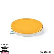 CONTENITORE PORTA TORTA CROSTATA BASSA CON COPERCHIO D. CM 38X7 H VARI COLORI