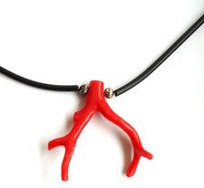 COLLANA RAMO CORALLO ROSSO NATURALE SARDEGNA CAUCCIU ARGENTO 925 PORTAFORTUNA