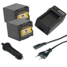 2x Batteria + caricatore casa/auto per Panasonic NV-GS400,NV-GS50,NV-GS500