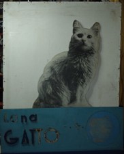 ANTICA TABELLA ANNI 20/30 IN LEGNO PUBBLICITARIA LANA GATTO