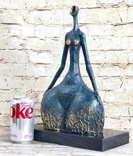 Originale Firmato Nude Bronzo Femmina Fertilità Dea Statua Scultura Abstract