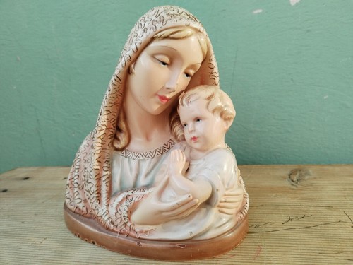 Scultura busto madonna bambino - scultura,