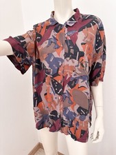 Krizia Jeans Top Shirt Vintage 80-90s Abstract Camouflage Khaki Size IT42 M L