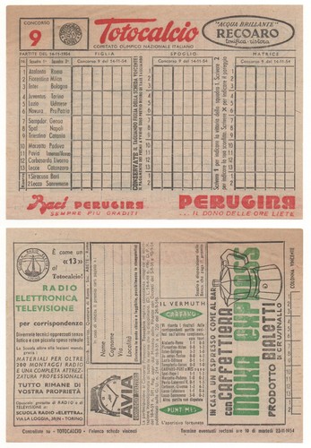 Schedina totocalcio - totocalcio, 14