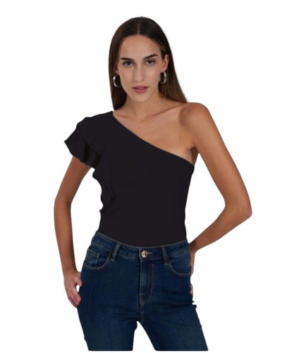 Top monospalla nero donna yes - monospalla,