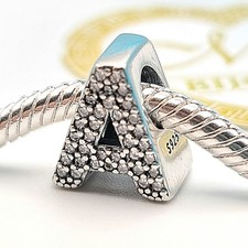 Charm argento 925 lettera A zirconi Iniziale 