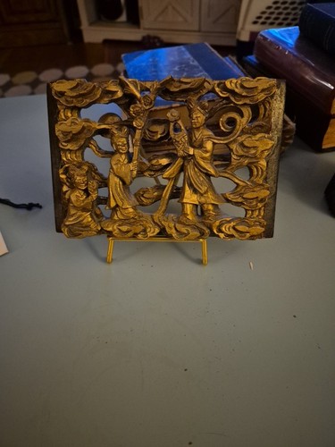 Geisha pannello legno dorato