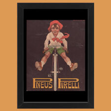 Anni ' 10  * Pubblicità Originale "Pirelli, Bimbo in Bici" Cornice