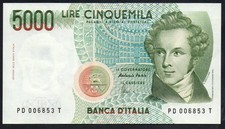 5000 LIRE BELLINI LETTERA D
