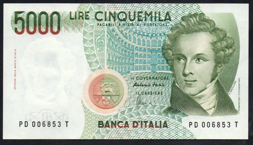 5000 lire bellini lettera - bellini,