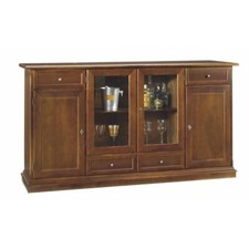 CREDENZA MADIA 4 PORTE E 4 CASSETTI ARTE POVERA CLASSICO NOCE SCURO VETRO
