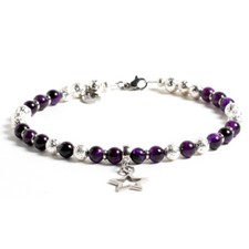 Cavigliera con ciondolo stella pietra naturale Occhio di Falco e Lava vulcanica 