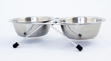 Ciotola cane doppia con supporto in acciaio inox gommini antiscivolo mangiatoia