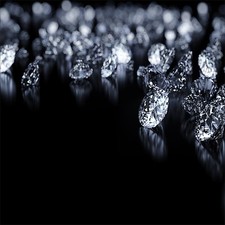 QUADRO SU VETRO TEMPERATO 50x50CM DIAMANTI PREZIOSI GIOIELLI RIFLESSO