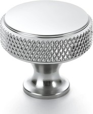 Confezione da 10 Pomelli per Armadio Cromati Lucidi Manopola Cucina Zigrinata, 