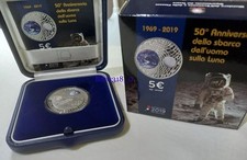 Moneta Argento Italia 5 Euro Commemorazione Del 50 ‘ Sbarco Sulla Luna