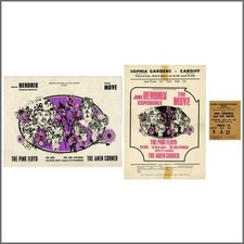 Jimi Hendrix Pink Floyd 1967 Cardiff Handbill, Ticket Stub & Programme (UK)