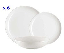 Servizio 18 Piatti in Porcellana Limonges Bianco: 6 Fondo + 6 Piano + 6 Frutta