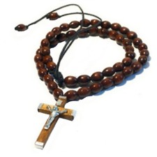 Collana con croce rosario da uomo girocollo catenina in legno donna regolabile