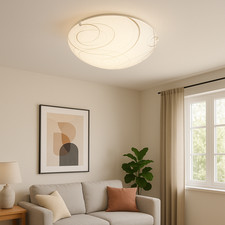 Plafoniera in vetro satinato Ø40 cm con decori grigi – design moderno – luce sof