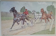 CARTOLINA CORSA DEI CAVALLI PALIO HORSES TROTTO TRABRENNEN FIRMA PUBBLICITARIA