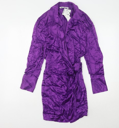 Abito zara viola con colletto - zara,