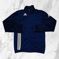 ADIDAS Vintage Felpa Zip Uomo Tre Strisce Verticali Blu Giacca Tuta Tg S