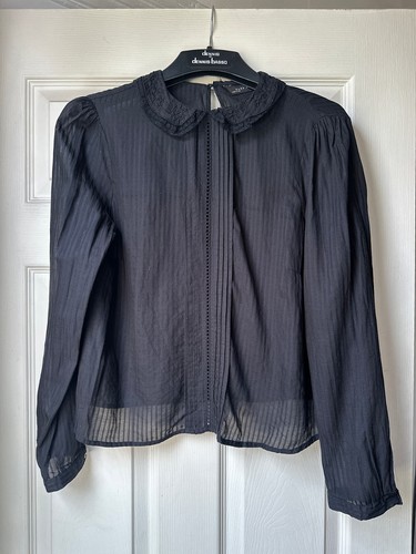 Zara blusa nera chiffon - in,