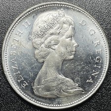 1965 Tipo 3 dollaro d'argento canadese ***grandi perline smussate 5*** 80% $1 moneta Canada