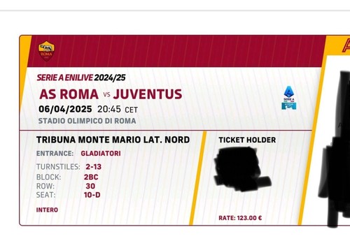 Biglietto partita - biglietto,
