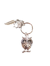 Portachiavi gufo portafortuna con strass e cuore (9961)