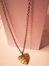 SCONTATA 10g: COLLANA <CUORE>gr18 double-face CM.3,ARGENTO-ORO GIALLO CESELLATO!