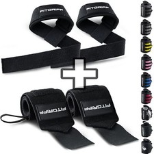Fitgriff® Straps + Polsini per Palestra (1 Set) - Polsiere Gym e Fasce Sollevame