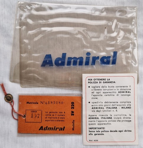 Admiral sv220 apparecchiature - admiral,