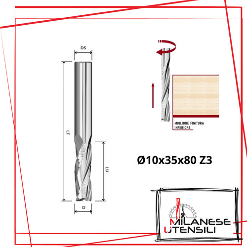 Fresa per legno 10x35x80 z3 - per, d.10x35x80