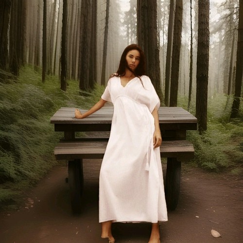 Zara white cotton - white, kaftan