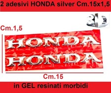 2 adesivi HONDA  GEL 15 Cm SILVER Resinati morbidi stemma logo 3D per Moto