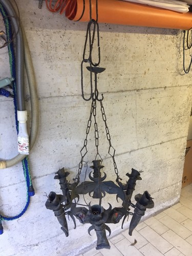 Vecchio lampadario ferro - lampadario, in