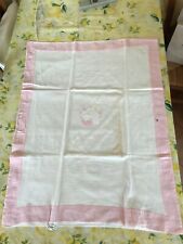 Copertina culla bimba rosa e bianca 89x68 cm cotone lino