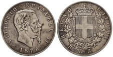 Regno d'Italia - 5 Lire 1876 -