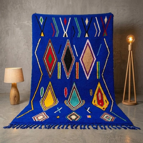 Elegante tappeto lana blu - elegante,