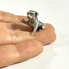 miniatura cane cucciolo argento sterling vintage, statuina marcata
