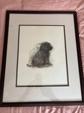 ARTISTA DANESE MADS STAGE NEWFOUNDLAND CUCCIOLO CANE STAMPA (RARO VECCHIO) MATITA FIRMATA