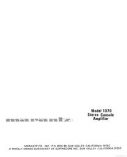 Amplificatore Marantz 1070 Manuale Istruzioni Proprietario
