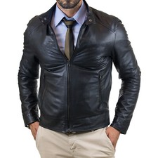 Genuine leather biker jacket - biker,
