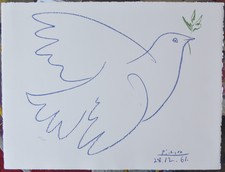 Pablo Picasso Colombe Bleue Firmata Numerata ***/1000 Litografia Colomba Blu