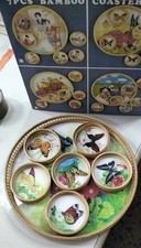 set 7 pezzi vassoio Bamboo Coaster Set Farfalle