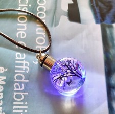 Collana con ciondolo luminoso con miniature di  fiori e alberi - **FOTO REALI**