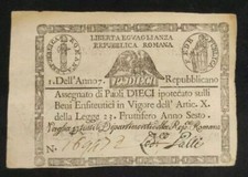10 PAOLI 09/09/1798 STATO PONTIFICIO - PIO VI - PRIMA REPUBBLICA ROMANA BB+